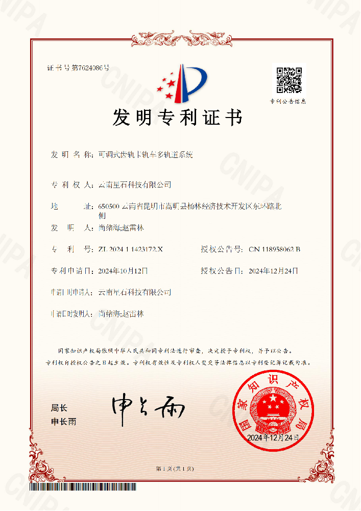 可调试齿轨卡轨车多轨道系统